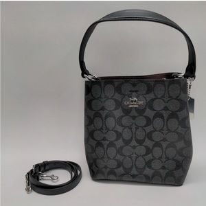 Coach 2312 Small Town Bucket Bag In Signature Canvas Graphite/Wine/Black